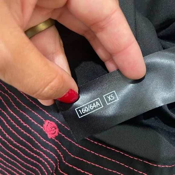 Anthropologie x C/MEO Collective Black Pink Rose Embroidered Dress Whimsigoth - Picture 10 of 12